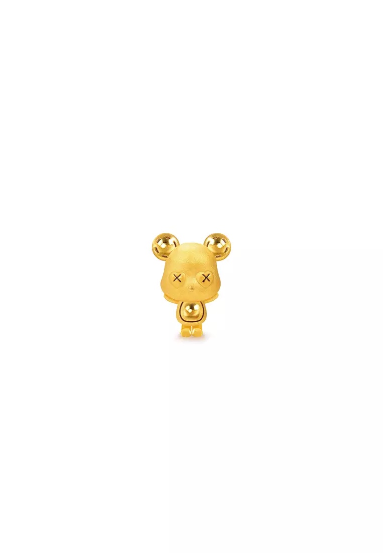 999.9/24K Pure Gold 3D Violent Bear Charm B637B