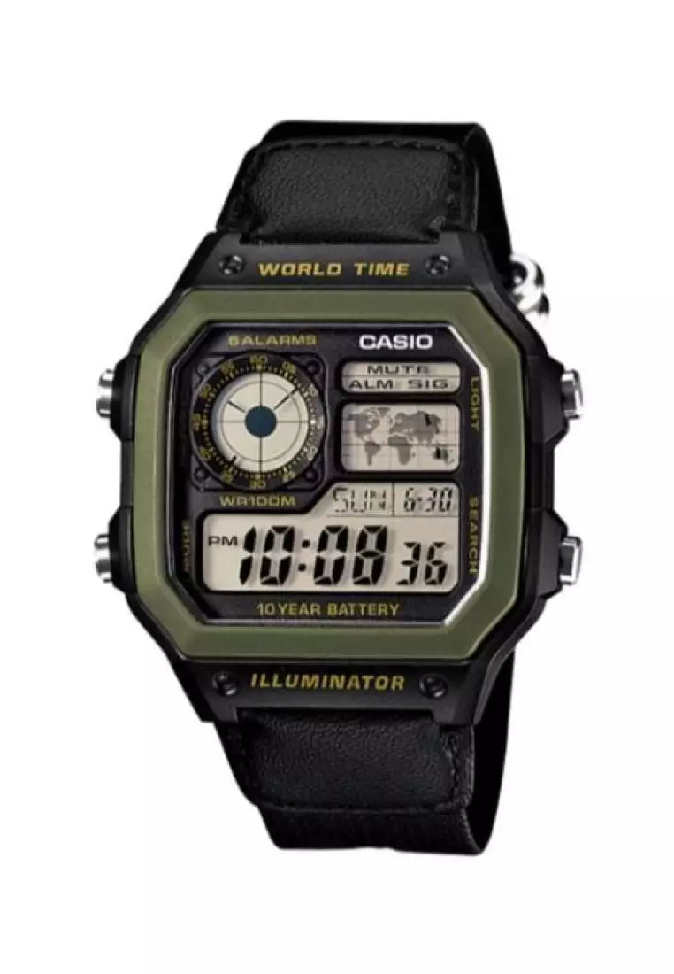 Casio Men s Digital AE 1200WHB 1BV Black Resin Band Sport Watch