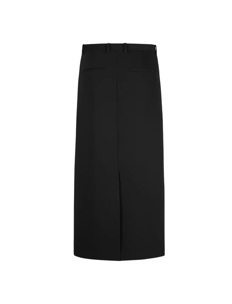Straight Cut Wool Ultra Long Waist Skirt