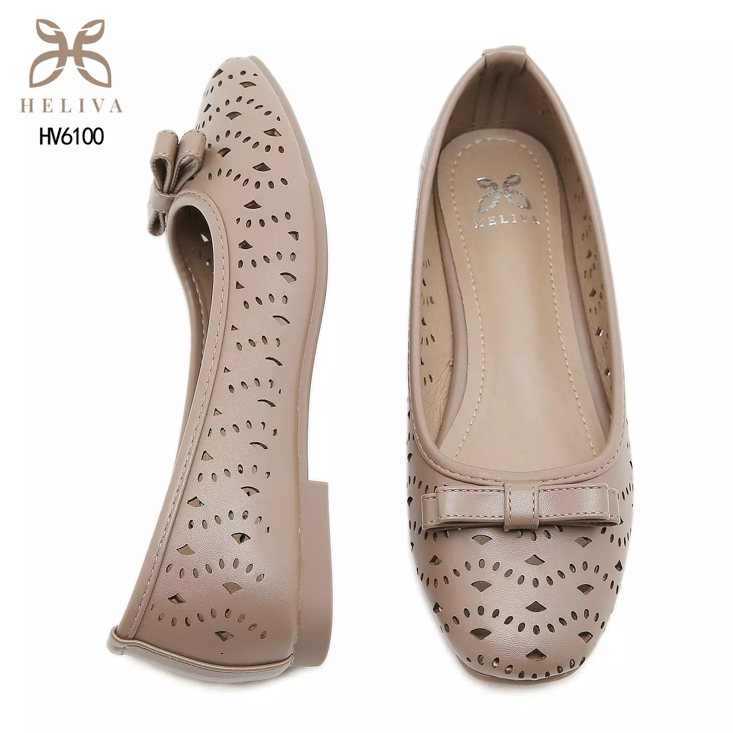 Heliva Lovina Laser-Cut Ballerina Flats with Sweet Bow Accent HV6100