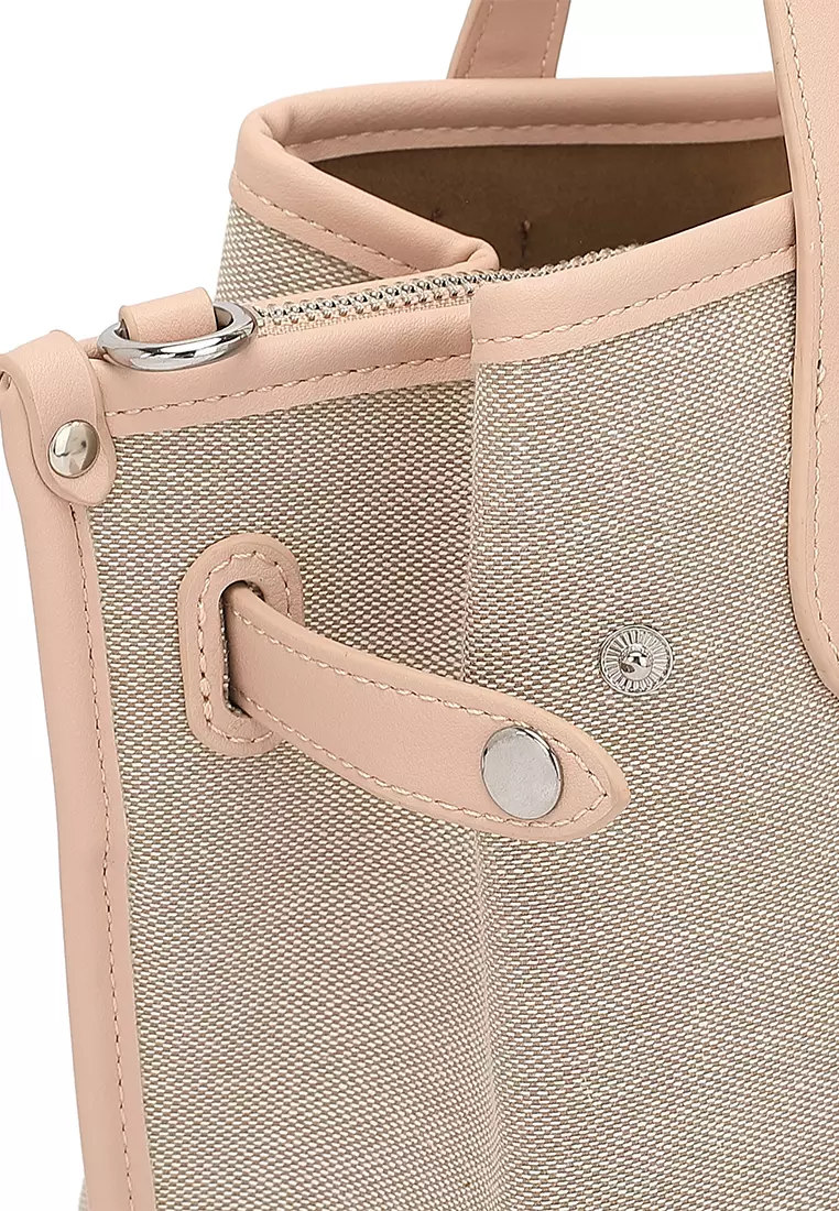 Women's Logo Top Handle Bag / Sling Bag / Crossbody Bag (Tas Selempang / Tas Tangan) - Merah Jambu