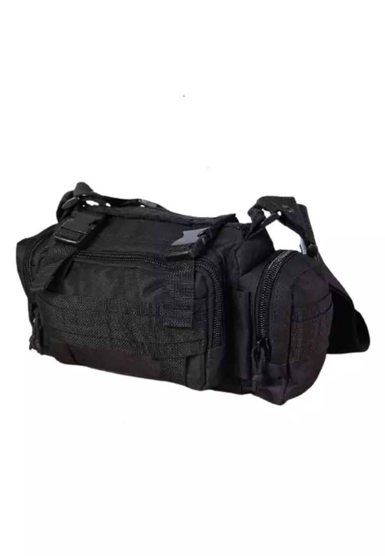 Roger Tas Selempang Pria Army Sling Bag 6L Material Oxford Fabric ORIGINAL - Black