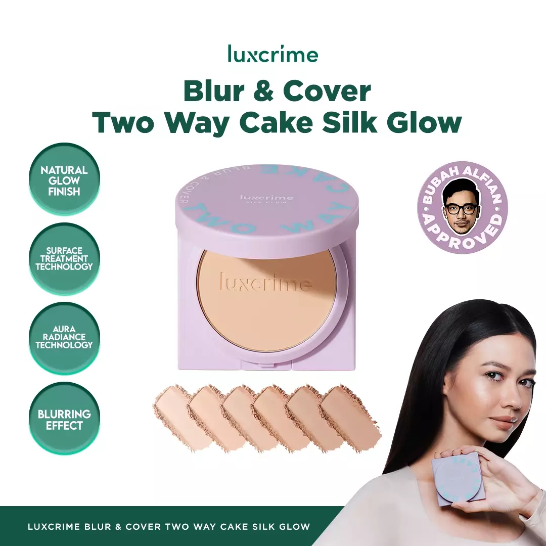 NEW Silk Glow Luxcrime Blur & Cover Two Way Cake - Custard