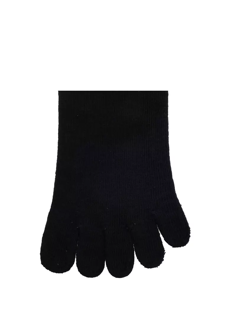 Seish Kaos Kaki Lima Jari Tip Toe Mesh Design Sports Wear Material Cotton ORIGINAL - Black