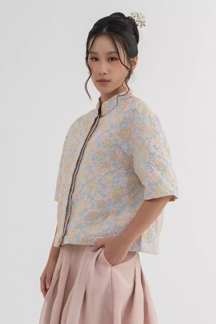 COTTONINK - Outerwear Jaket Wanita Light Blue Floral Lumi #CNYCollection2025