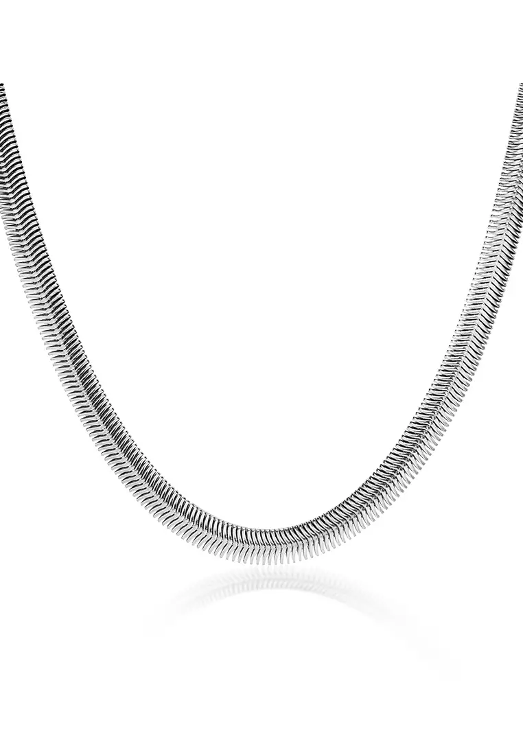 Kalung Pria Wanita Titanium Snake Bone Style Anti Pudar Fashion Cool silver color