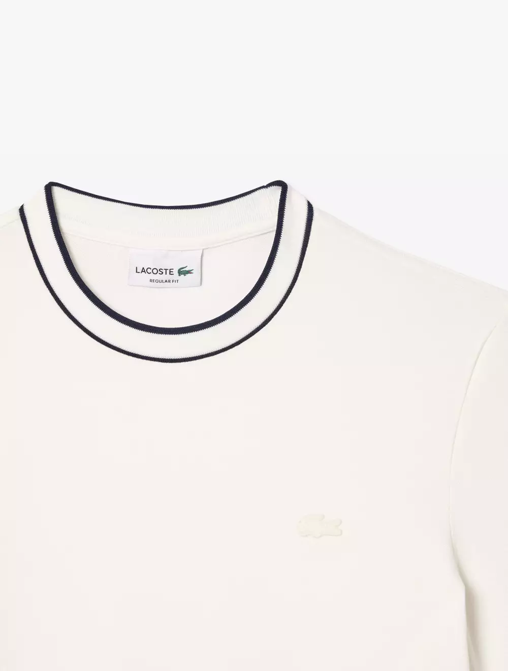 Stretch Piqué Stripe Collar T-Shirt - White