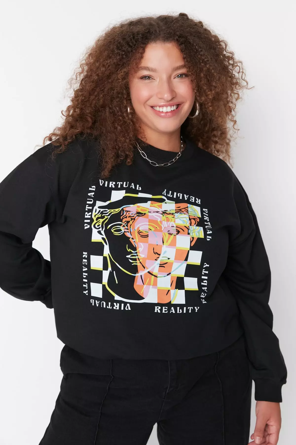 Women's plus size crew neck sweatshirts store