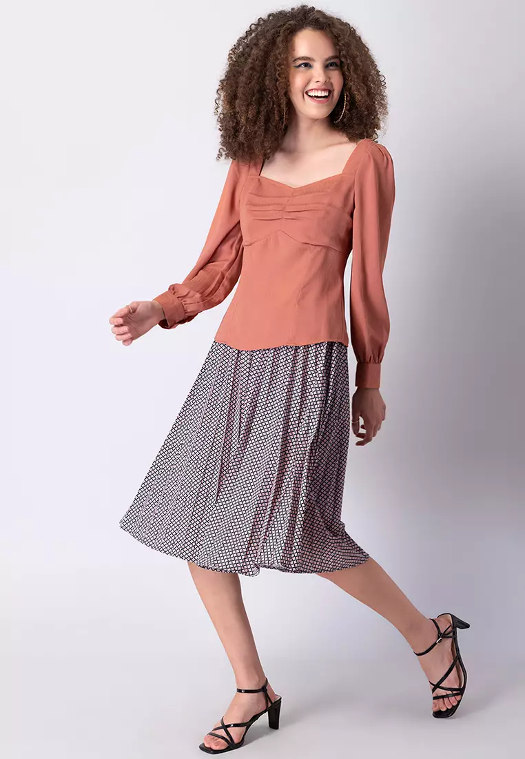 Hallie abstract sale floral midi skirt