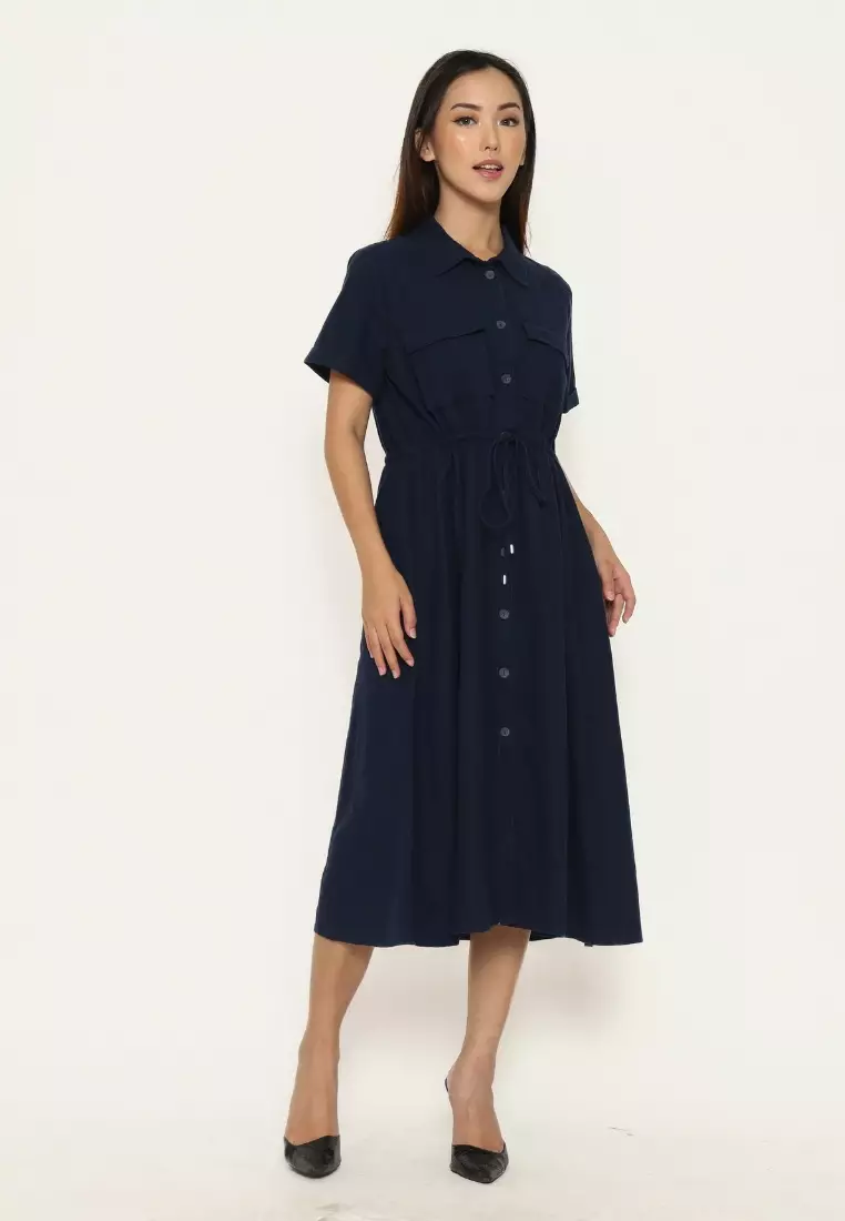 Urban Exchange Diana Dress Navy - Midi Dress Navy