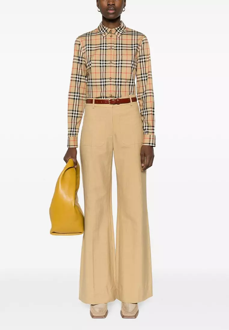 Button-Down Collar Vintage Check Shirt in Archive Beige