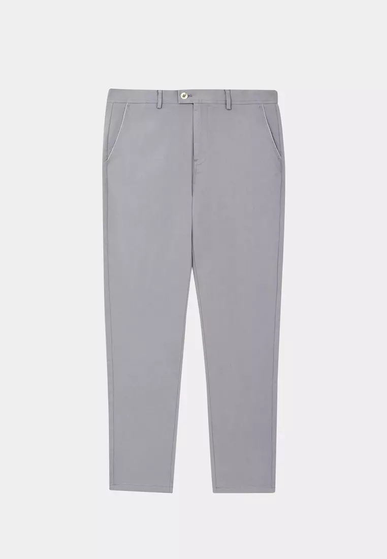 Dusty Blue Slim-Fit Stretch Chinos