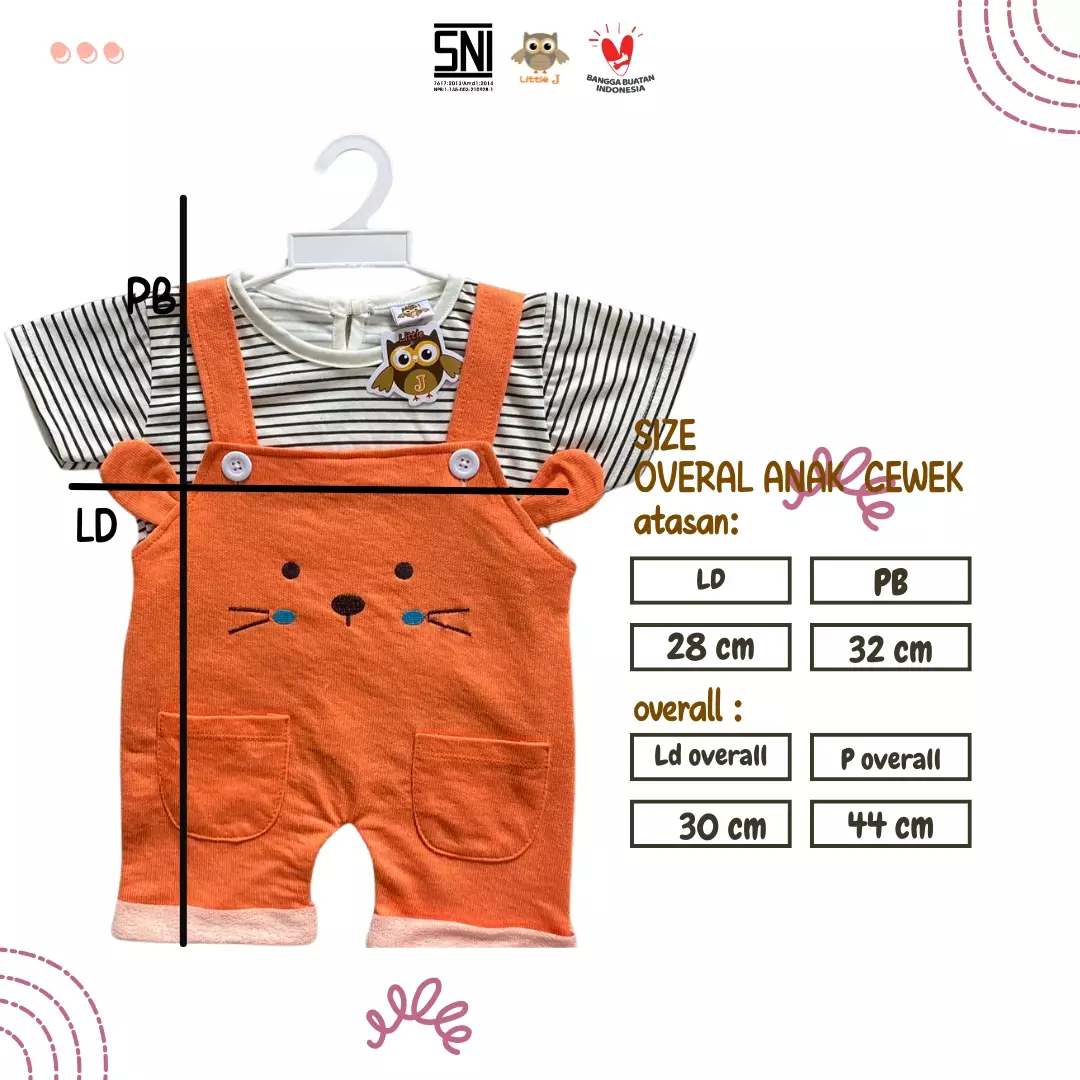 Little J - (KODE 387) Overall Anak Cewek 12-24 Bulan Motif Lucu Setelan Bayi Perempuan Baju Kodok Anak Perempuan