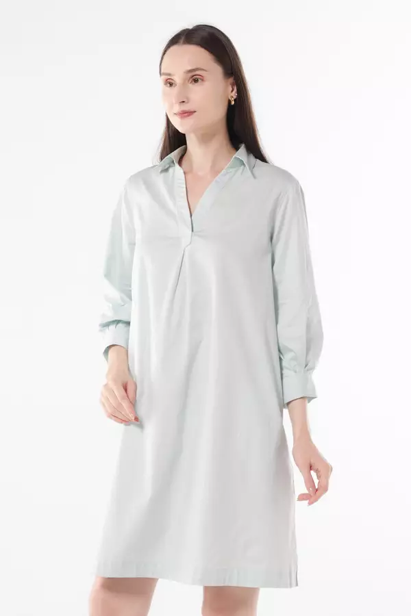 MINIMAL - Oussa - Dress Lengan Balon - Light Blue Warna Blue_Light