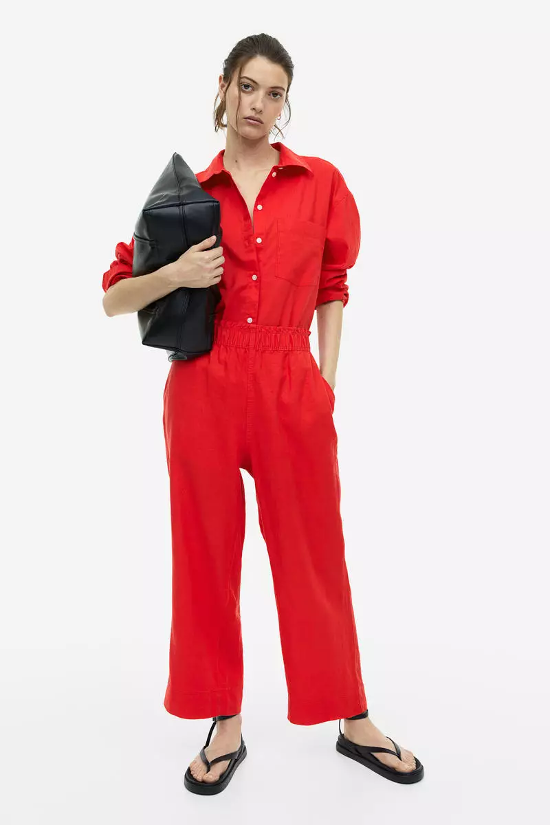 Red linen hotsell pants women