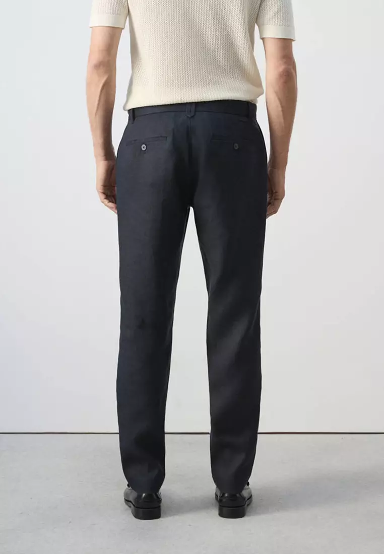 Slim-Fit 100% Linen Trousers