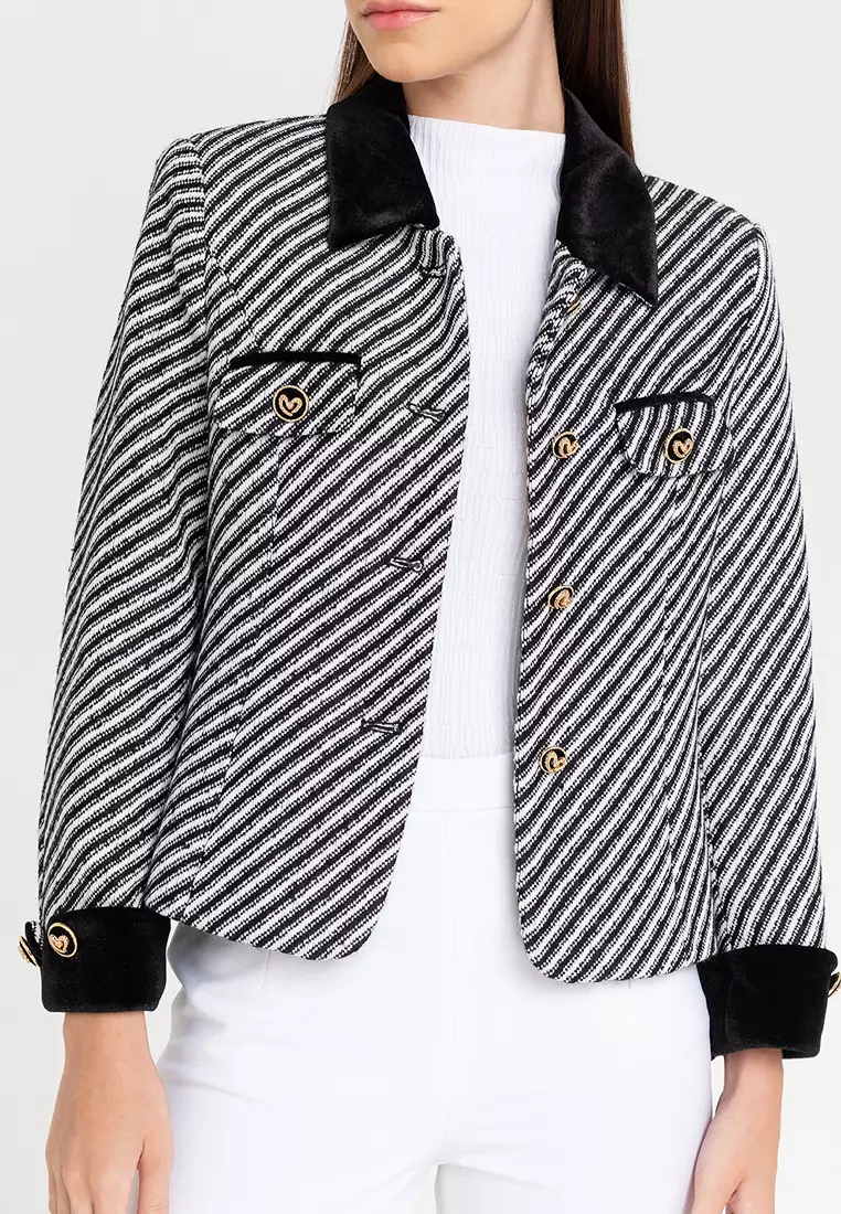 Diagonal Stripe Woolen Blazer