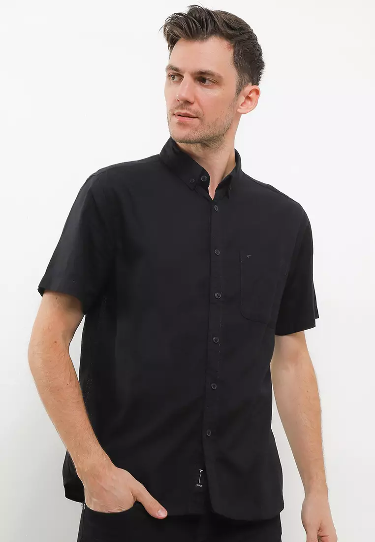TRIPLE Kemeja Flanel Lengan Panjang Slim Fit (SS 541) Black