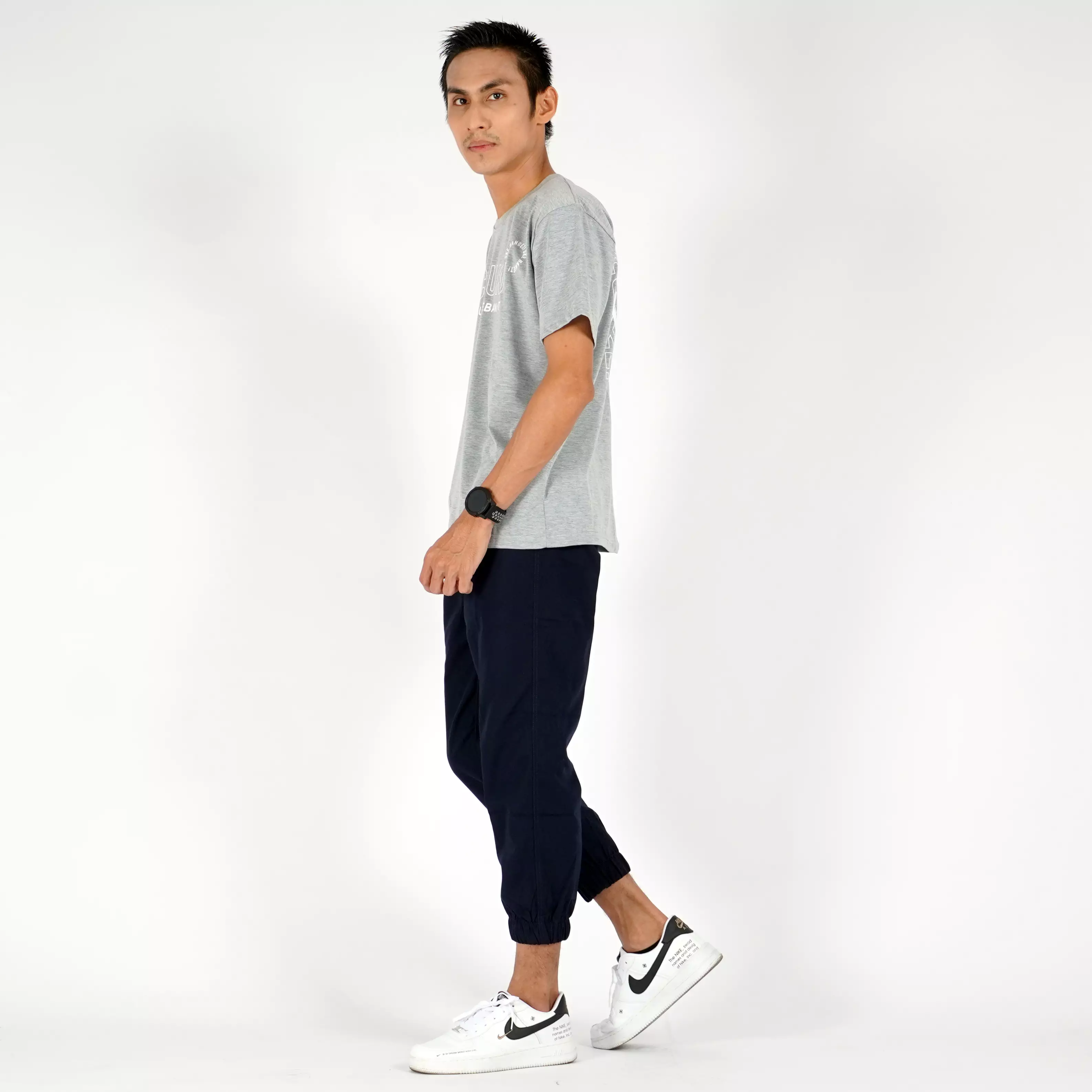 ICHSAN Celana Jogger 3/4 Pria Celana Sirwal Jogger Pangsi 3/4 Slimfit Fashion Casual Pria - HITAM