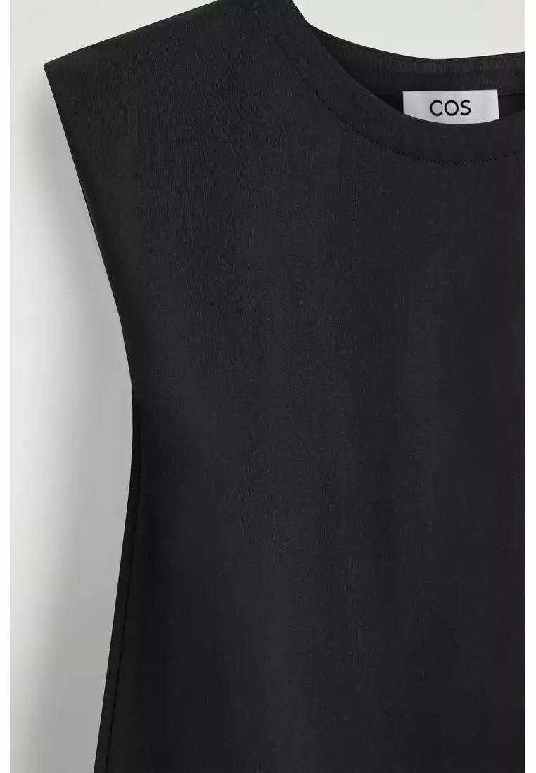 FOLDED-SHOULDER COTTON-JERSEY TANK TOP