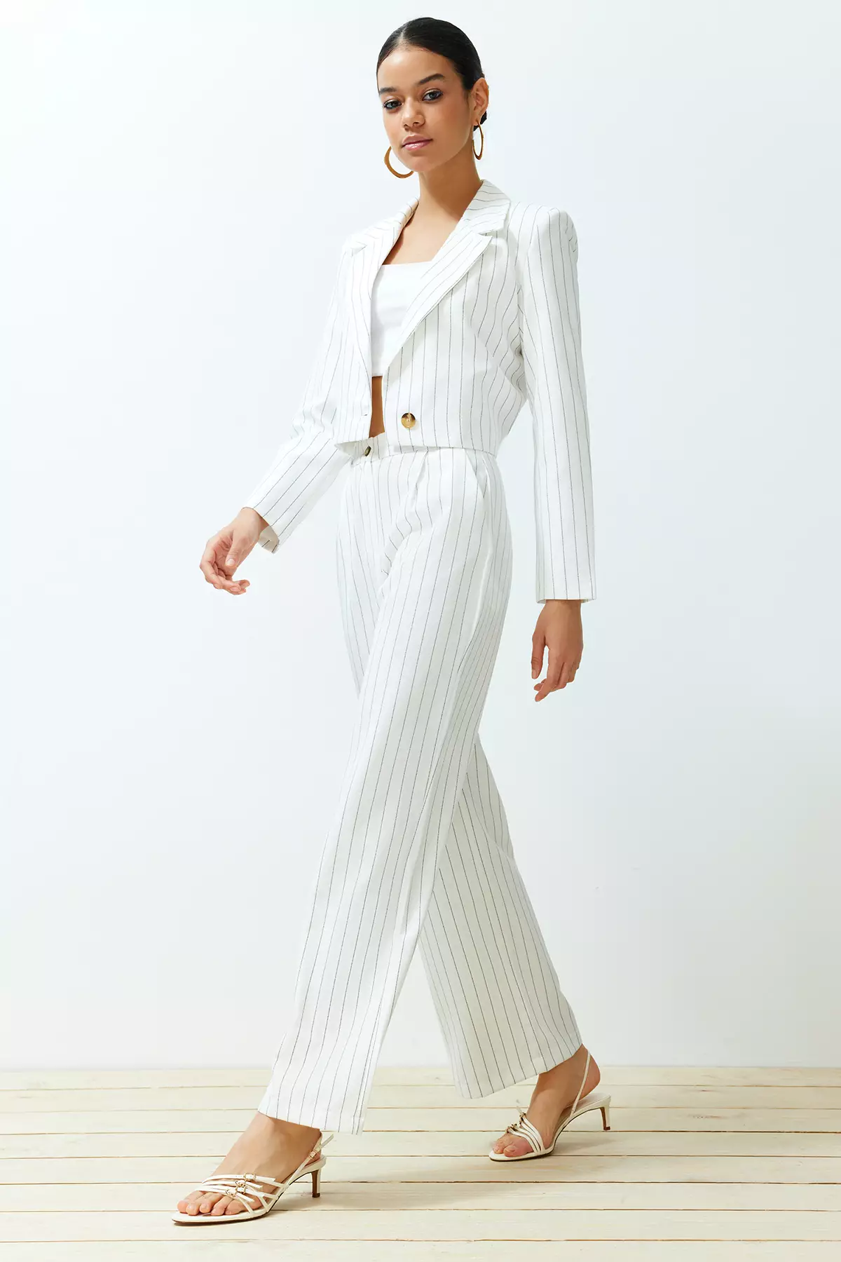 High Waist Stripe Trousers