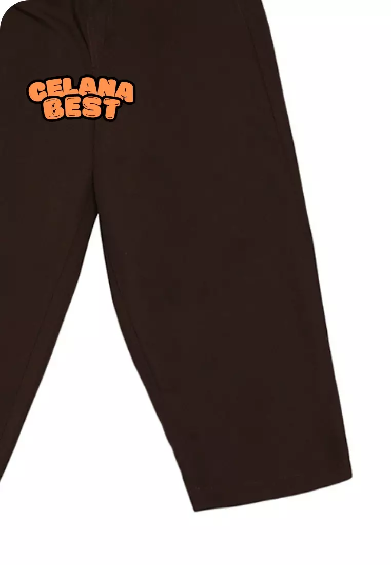 Celana Panjang Katun Best Koin putih Coklat - (Dark Brown)