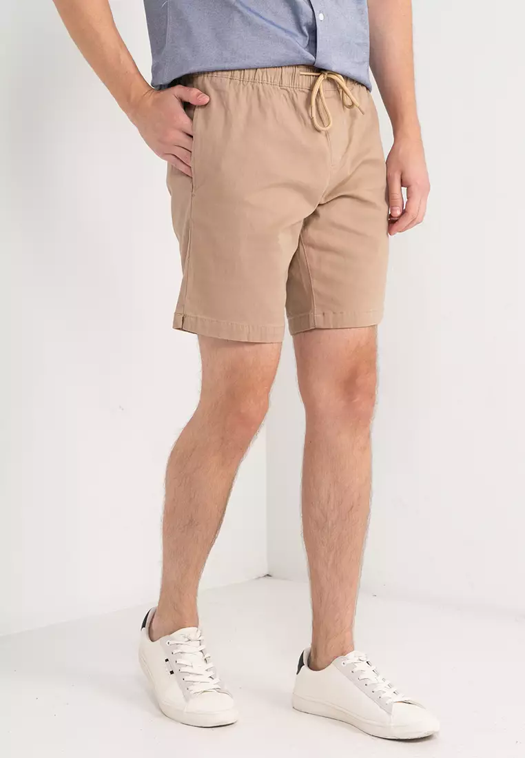 Mens twill drawstring top shorts
