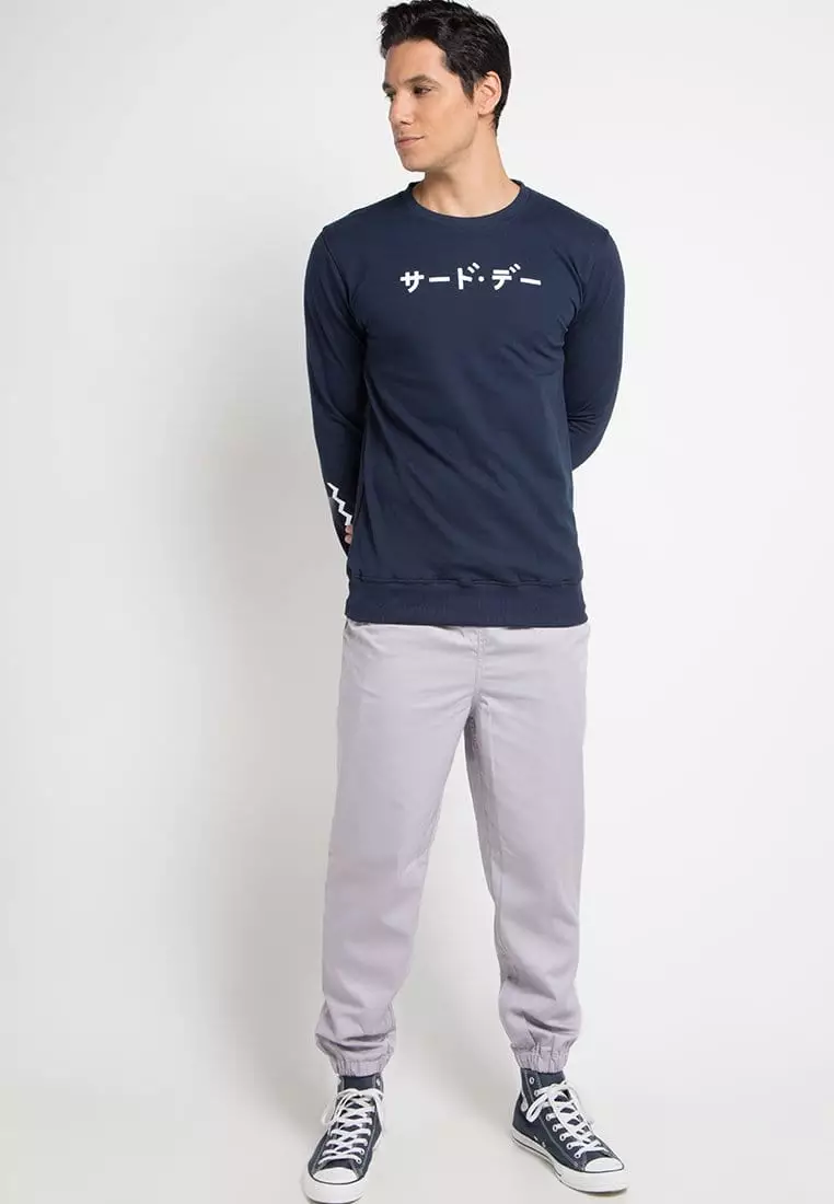 MO131F sweater katakana zigzagshort nv Navy