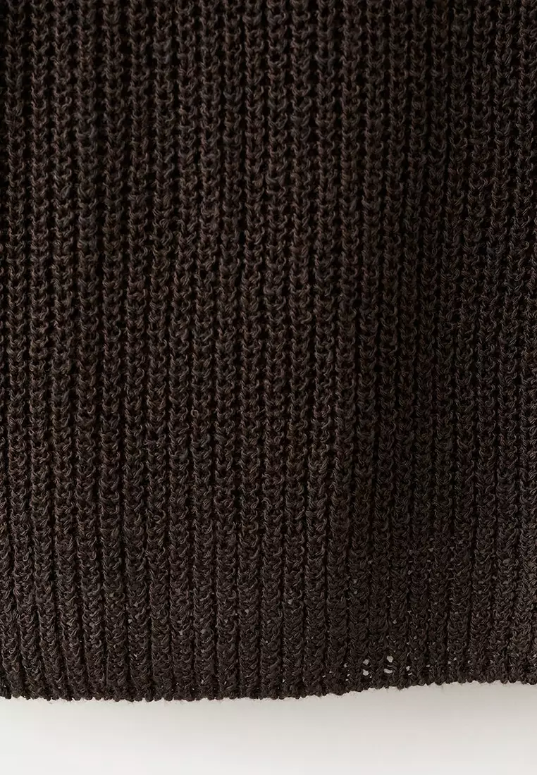 V-Neck Openwork Knitted Sweater