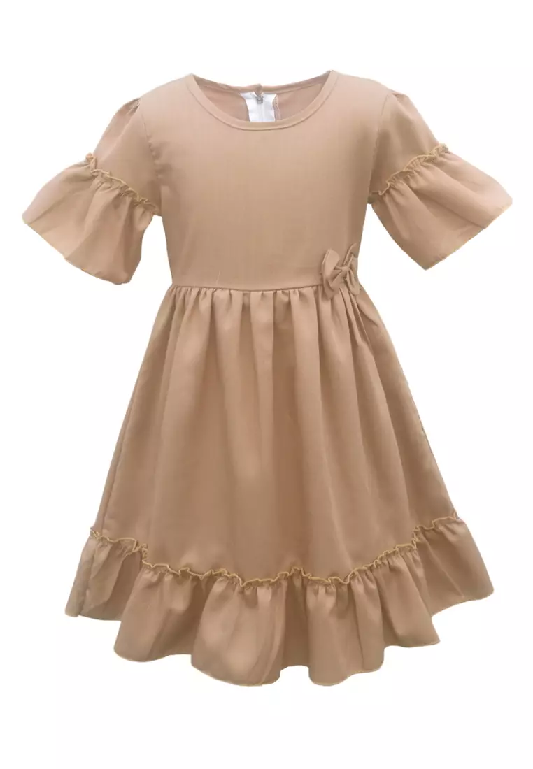 Two Mix Dress Anak Ruffle Cantik Usia 1-12 Tahun Bahan Kain Katun 4260