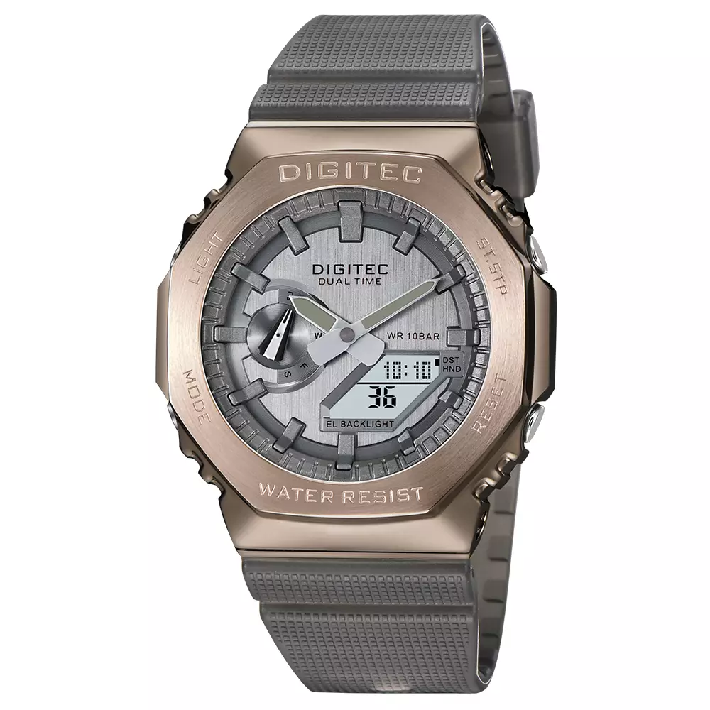 Jam Tangan Digitec DAS-2119T Dual Time Stanless Steel Original