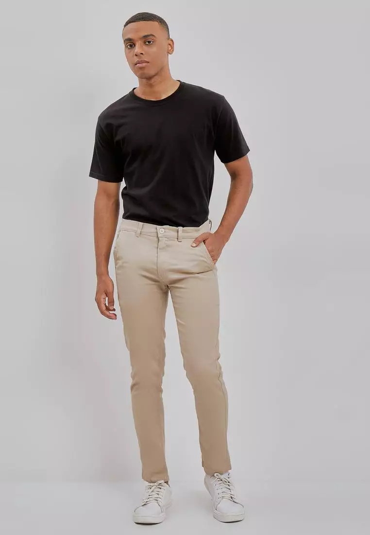 PAULMAY Celana Chino Pria Panjang Slim Fit - Khaki