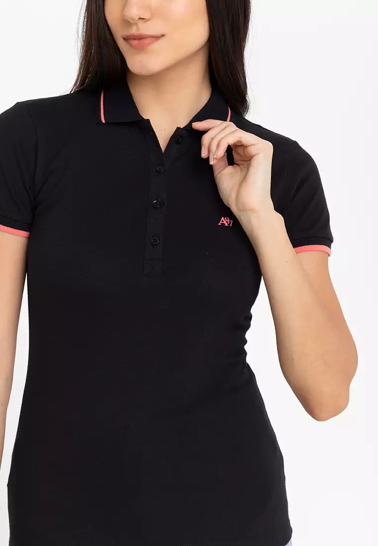 Buy Aeropostale Ladies Aero Black A87 Polo Shirt with Tipping 2024