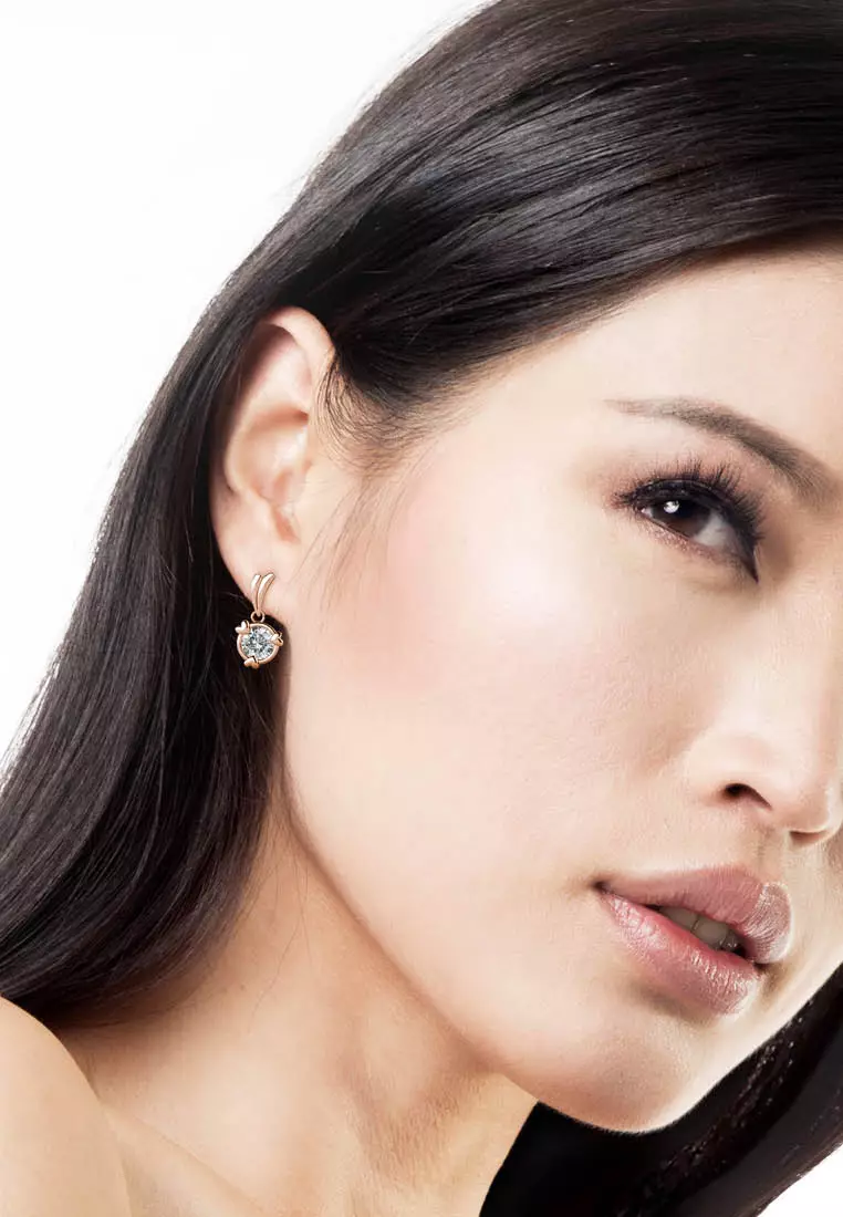 Tri Love Ring Earring Rose Gold - Anting Crystal by Her Jewellery