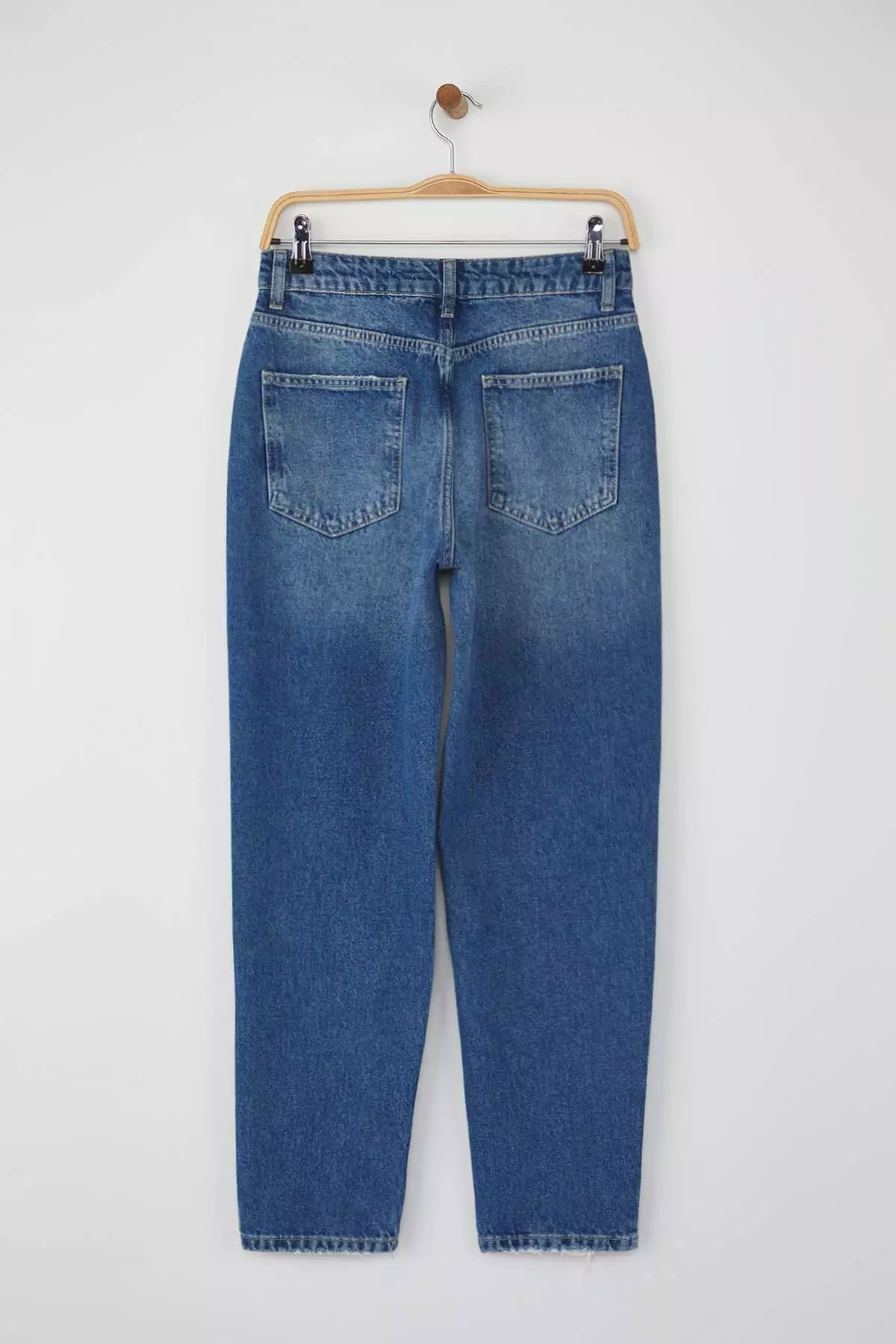 Blue High Waist New Mom Jeans Twoaw26Je00054