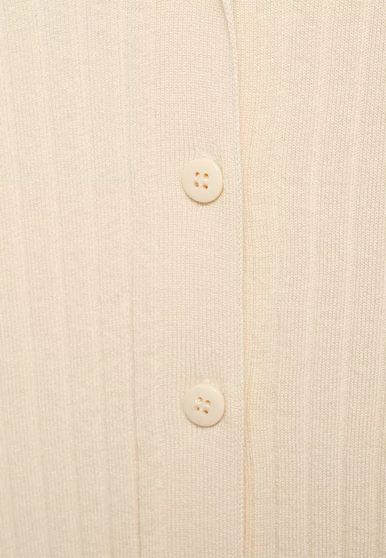 Ribbed Lapel Cardigan