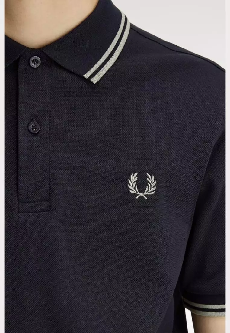 Fred Perry M3600 Twin Tipped Fred Perry Shirt (Navy / Seagrass / Seagrass)