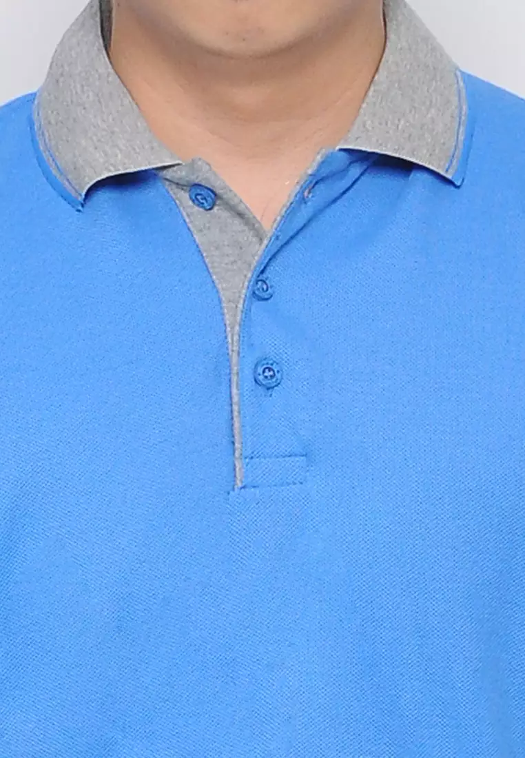 Andre Michel Kaos Polo Shirt Lengan Pendek Kerah Abu Biru BCA 933-52