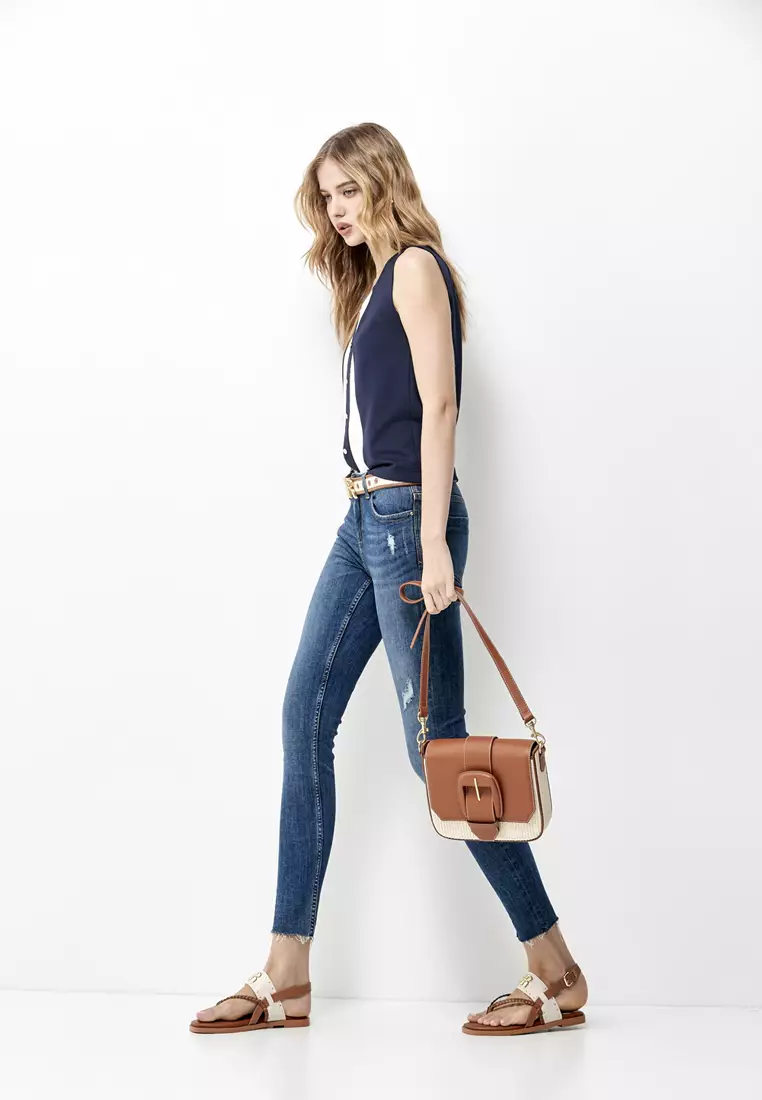 Navy Vest With Front Contrast Detail