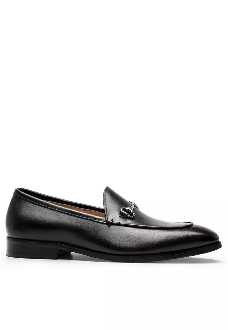 Men's leather horsebit loafer with web hot sale