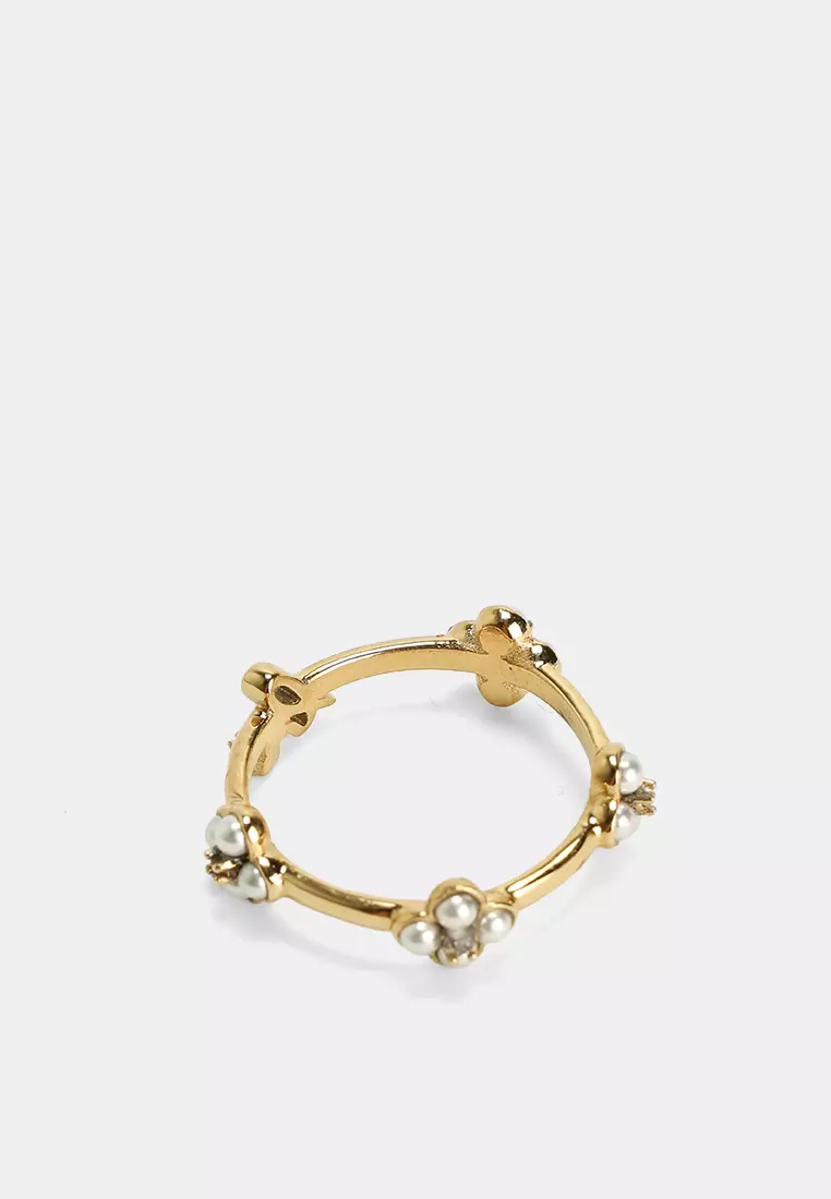Double Bloom Pearl Ring