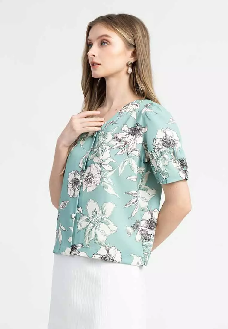 Nadine Floral Button-Up Blouse