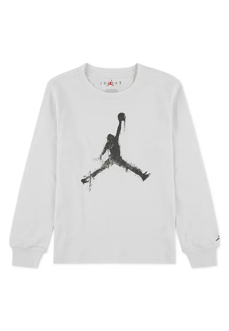 Boys Jumpman Drips White Long Sleeve T-Shirt (Little Kids)