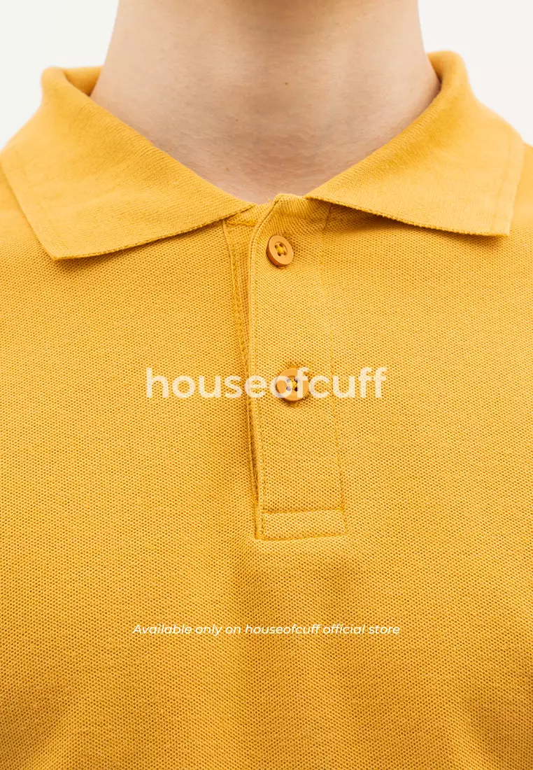 Houseofcuff polo shirt kaos kerah polo lengan panjang slim fit Mustard