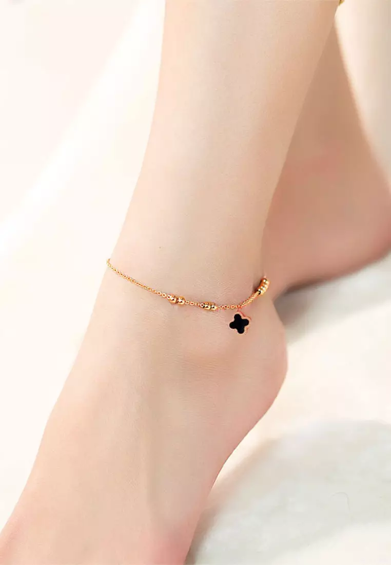 Buy YOUNIQ YOUNIQ CECI Clover Black & White 18K Rosegold