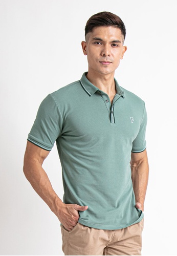 FOREST green Forest Premium Weight Cotton Pique Slim Fit Polo T Shirt Men Collar Tee - 23636-47MintGreen 59D9DAAE9A43E8GS_1