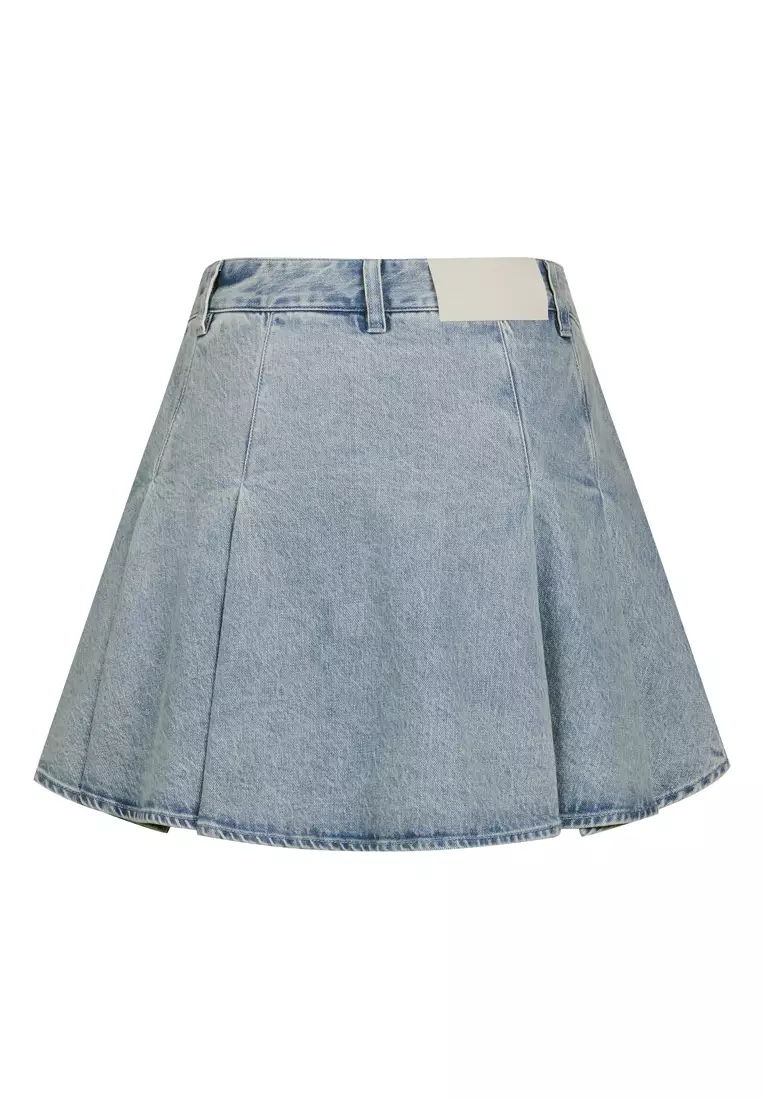 女裝刺繡鳶尾花 LOGO 牛仔短裙