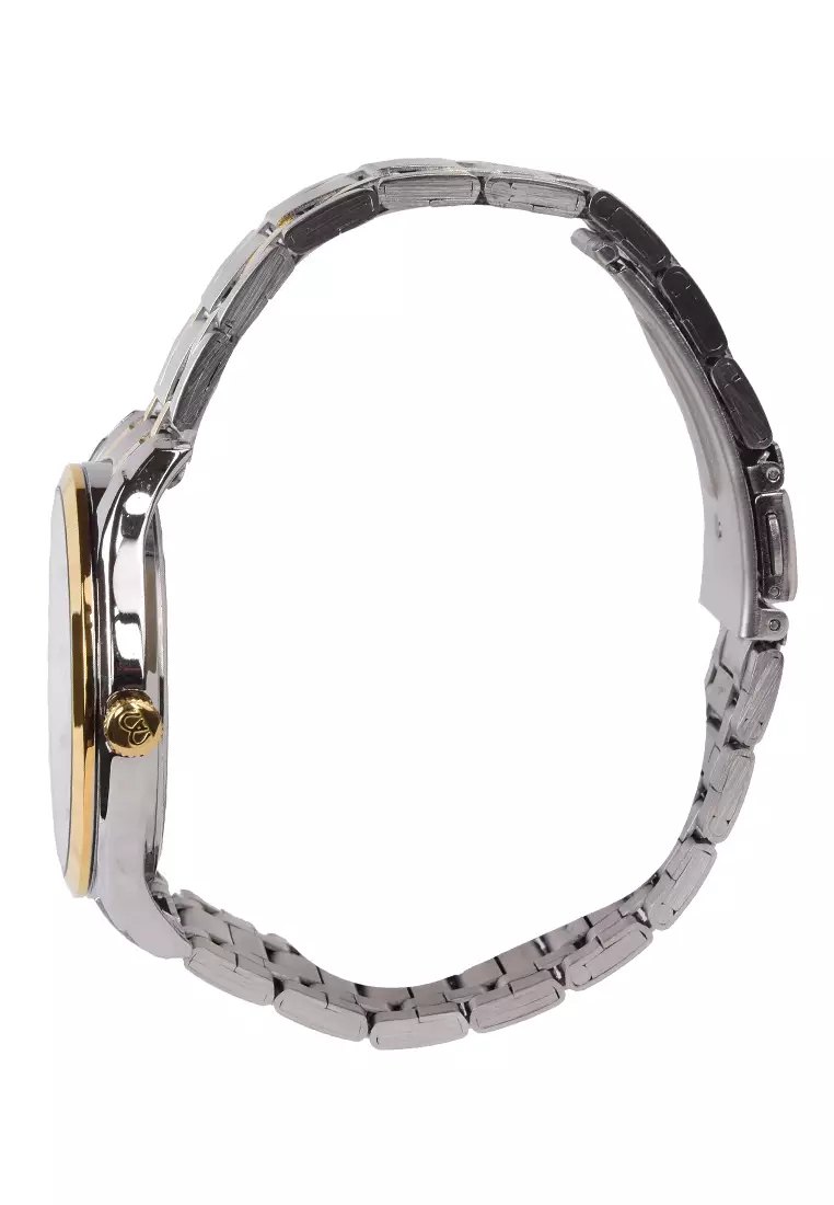 Mirage Jam Tangan Analog Pria - Silver Gold Dial Stainless Steel - 8754M