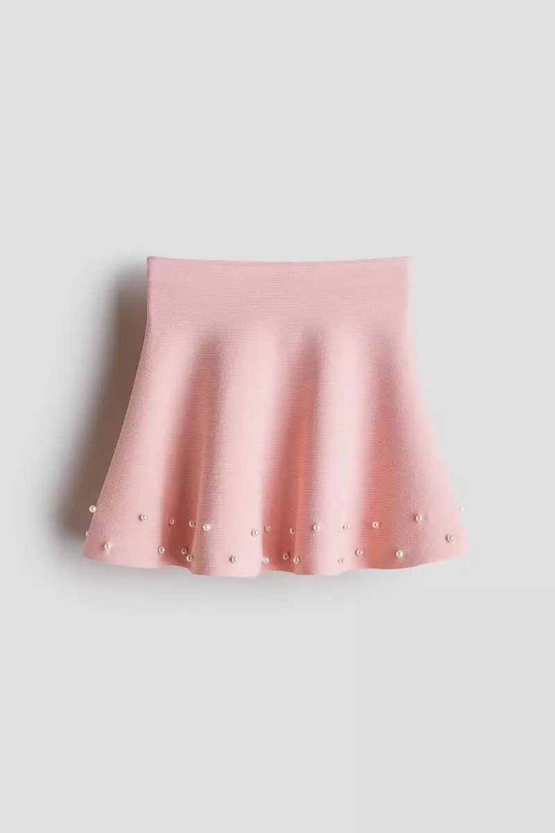 H&M Bead-Detail Fine-Knit Skirt