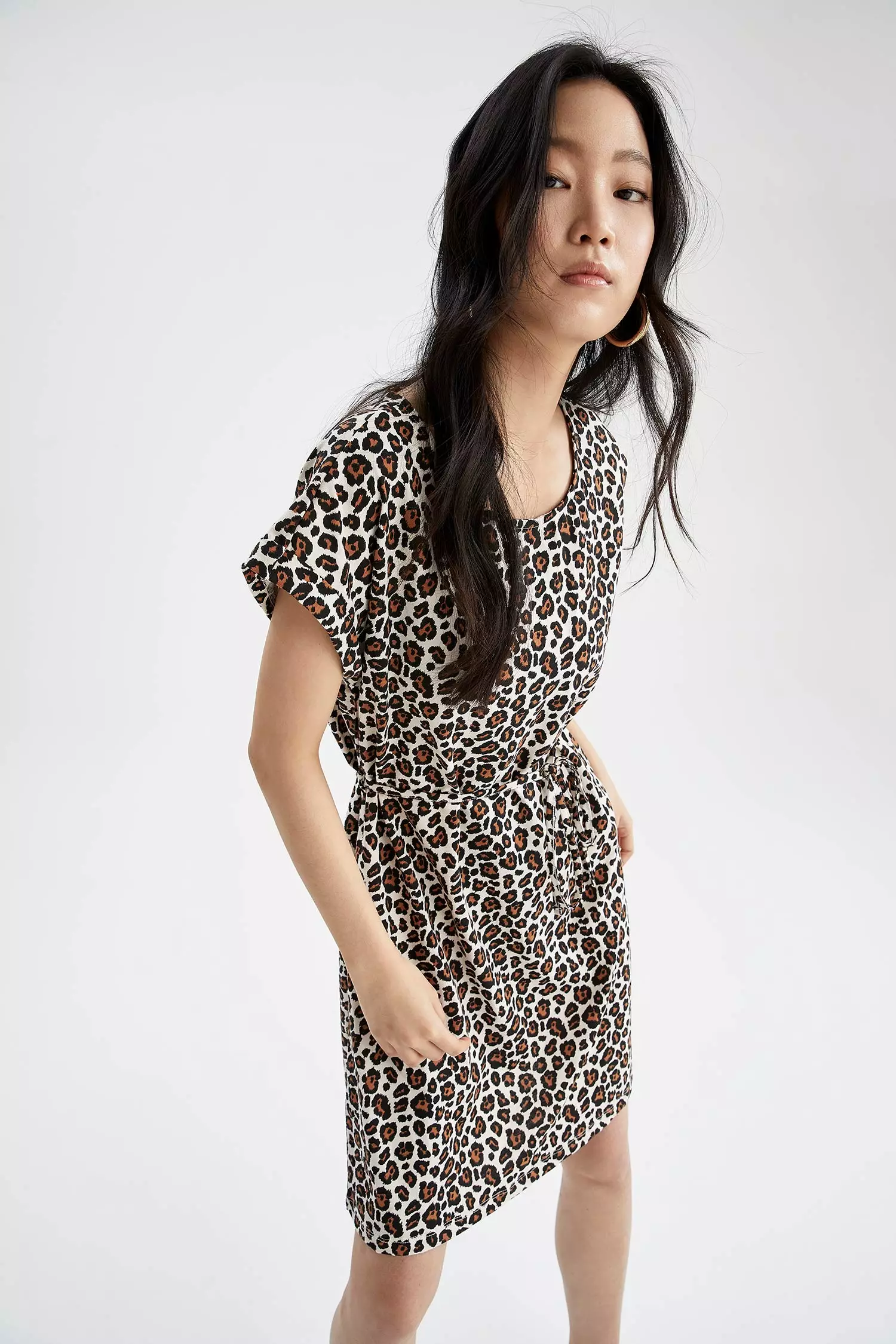 Buy DeFacto Polka Dot Detail Short Sleeve Cotton Mini Dress 2024